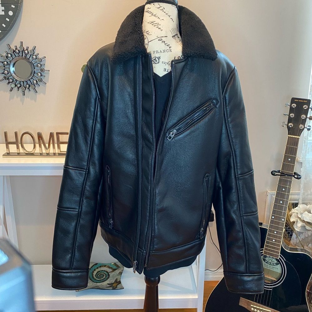 Maxton Faux Shearling Collar Moto Jacket
